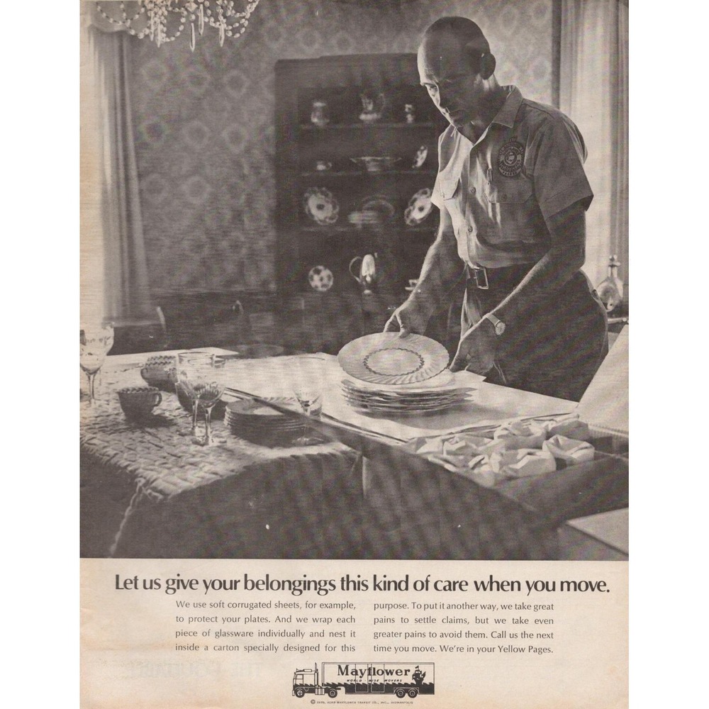 Mayflower Movers‎ Careful Packing Household Move Vintage Print Ad 1970